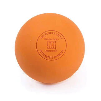 The Mastersport Lacrosse Ball is NCAA approved, meets NFHS and NOCSAE specs, features the Mastersport logo, is orange in color, made in China, and crafted from regulation rubber for official play.