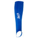 The Kookaburra Hockey Shin Sleeves by Kookaburra are blue with a stirrup design, featuring a white bird on a ball and an open heel for easy use over shin guard sleeves.