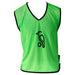 The Kookaburra Hockey Training Bibs by Kookaburra are green, sleeveless, and breathable mesh with black trim. A black outline bird standing on a ball is featured in the center. Displayed on a white background.