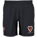 The Gray Nicolls Lydney CC Velocity Shorts are lightweight black training shorts with an embroidered red and white Lydney C.C. crest on the right leg and a small cross logo on the left, ideal for cricket practice.