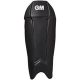 The Gunn & Moore Maxi 606 Wicket Keeping Pads 2026 are lightweight black pads with white stitching and the GM logo, featuring a curved design for comfort and durable protection—ideal for long innings.