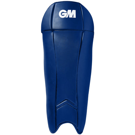 The Gunn & Moore Maxi 606 Wicket Keeping Pads 2026 are navy pads featuring the white GM logo, stitched sections, and padding for durable cricket protection and lightweight comfort.