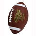 The Midwest League American Football by Midwest features durable brown leather with white laces and stripes, plus "Midwest League Est. 1934" in yellow and black lettering, designed for enhanced grip on the field.