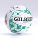 The Gilbert Hype Match Netball Ten Pack features white netballs with green and teal patterns, the World Netball logo, and a textured surface—perfect quality rubber balls for both match play and training sessions.