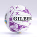 The Gilbert Hype Match Netball Ten Pack by Gilbert features purple geometric patterns, the World Netball logo, and bold "GILBERT" lettering on a light gradient background. Perfect for both match play and training sessions.