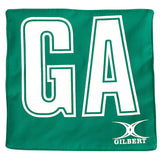 A green square Gilbert Pro Patch Bib features large white GA letters at the center and the Gilbert logo in white at the bottom right, making team player identification easy.