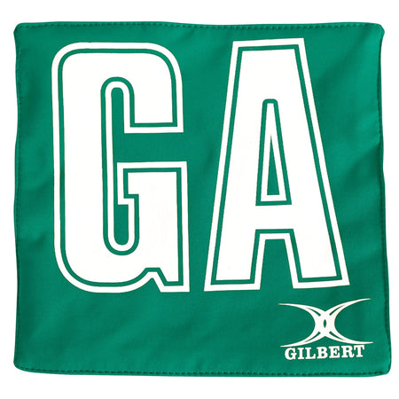 A green square Gilbert Pro Patch Bib features large white GA letters at the center and the Gilbert logo in white at the bottom right, making team player identification easy.