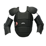 The Mercian Genesis 1 Body Armour offers Level 3 protection for intermediate goalkeepers, featuring shoulder, chest, and arm padding for sports or martial arts. Shown on a plain white background with a small white Mercian logo on the chest.