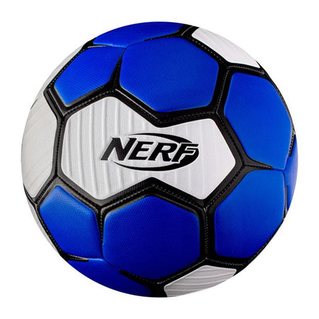 The Nerf Proshot Soccer Ball by Nerf features a durable blue and white design with bold lettering, making it perfect for kids and hours of fun play.