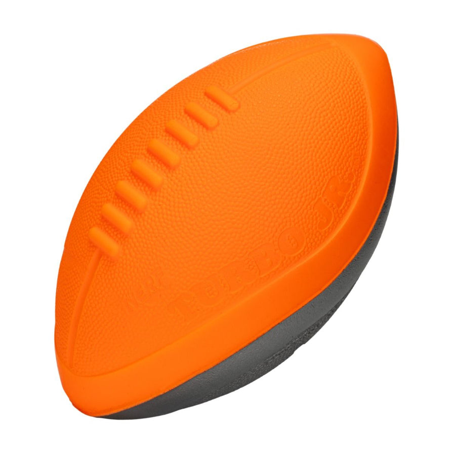 The Nerf Turbo American Football Jnr by Nerf is an orange and black kids’ football featuring a textured grip and raised laces, inspired by the classic design, shown on a white background.