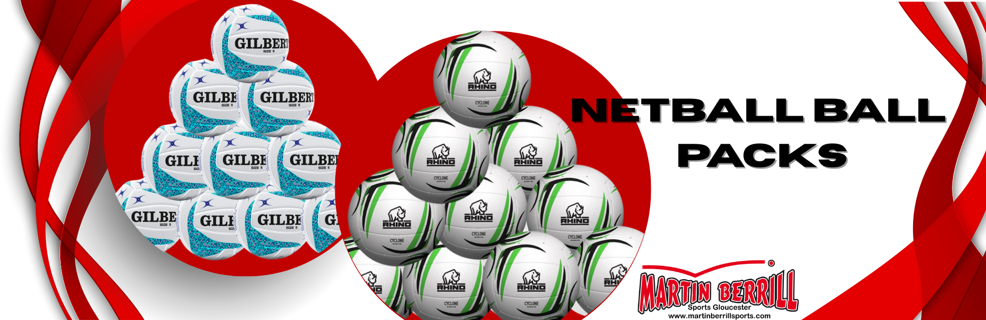 Great Value Netball Ball packs from Gilbert, Mitre & Rhino