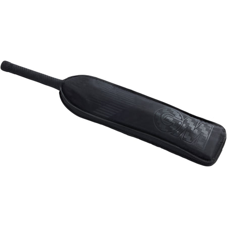 The Gunn & Moore Half Bat Cover 2026 is a water-resistant, GM-branded zippered cover offering excellent protection for your bat, shown here enclosing a black cricket bat with a textured handle against a white background.
