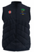The Old Down CC GTS Body Warmer by Gray Nicolls is a sleeveless navy padded vest with a red and white rectangular logo on the left chest and an embroidered green tree with “OLD DOWN CC 1843” on the right chest.