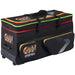 The Gunn & Moore Original Easi-Load Wheelie 2026 is a large black cricket bag featuring heavy-duty wheels, two side pockets, neon yellow and red accents, expandable storage, and a convenient top carry handle.