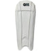 The Gunn & Moore Original Wicket Keeping Pads 2026 are white pads with a black "GM" logo, vertical stitched panels, and a V-shaped seam at the bottom, offering lightweight protection for professional wicket keepers.