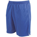 The Reydon Sports Precision Attack Shorts - Adult in royal feature an elasticated waistband and are made from polyester sports fabric, shown against a white background.