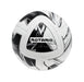The Precision Training Rotario FIFA Quality Match Football is a white, silver, and black ball with bold abstract patterns, a textured PU outer, and "ROTARIO" branded on the center triangular panel.