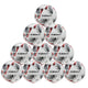 A pyramid-shaped stack of ten Precision Training Fusion+ FIFA Basic Training Balls with white, black, and red accents is arranged in four tiers against a white background.