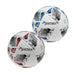 The Precision Training Fusion+ FIFA Basic Training Balls feature white designs with black, gray, and silver geometric patterns—one detailed in red, the other in blue. Both display "precision" branding and are built for durable, consistent soccer performance.