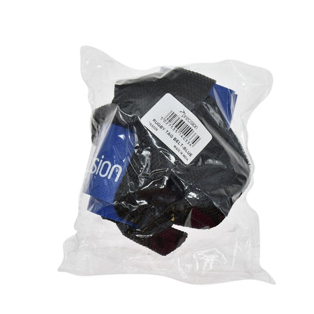 The Precision Training Precision Rugby Tag Belt in green, ideal for mini-rugby training, comes in a clear plastic bag with a white barcode label and is displayed against a plain white background.