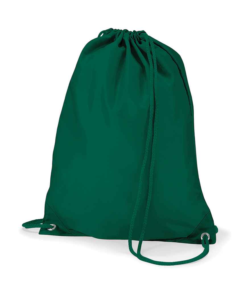 The Quadra Gymsac by Quadra in bottle green features matching drawstrings and reinforced corners with metal grommets, shown upright against a white background.