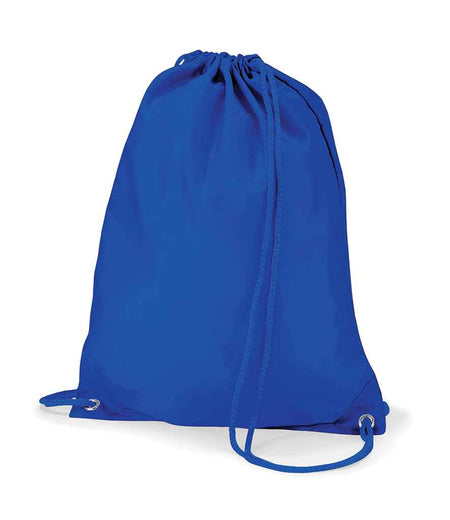The Quadra Gymsac by Quadra, in Bright Royal, features thin matching blue drawcord handles and reinforced corners. Shown upright against a white background.