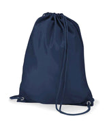 The Quadra Gymsac by Quadra in French Navy features thin matching drawcord handles and metal grommets at reinforced corners, shown against a white background.