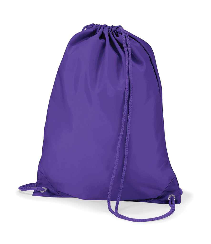 The Quadra Gymsac by Quadra is a simple purple drawstring backpack with matching strings and reinforced corners, featuring a plain design without logos or patterns, shown against a white background.
