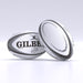 Two white and gray Gilbert Pulsar Match Rugby Balls, hand stitched to meet World Rugby specs, rest on a clean light surface—one upright, the other leaning gently against it.