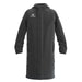 The black Gilbert TTS Touchline Jacket is a waterproof coat with a hood, snap-button front, two side pockets, and the Gilbert logo on the upper left chest—perfect for comfort in wet weather.