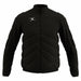 The Gilbert GTS Full Zip Jacket by Gilbert is a black, water-repellent, quilted jacket with long sleeves, high collar, subtle diagonal stitching, full front zip, and a small white logo on the left chest.
