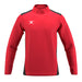 The Gilbert Atom Warm Up Jacket by Gilbert is a red long-sleeve jacket with black side panels, a high collar, and a small white logo on the left chest. It's fitted and made from recycled polyester for comfort and sustainability.