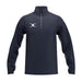 The Gilbert Atom 1/4 Zip Fleece by Gilbert is a dark navy blue pullover featuring quick dry fabric and a white logo on the left chest, shown against a plain white background.