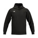 The Gilbert Atom Hoodie by Gilbert is a black cotton fleece hoodie with long sleeves, a front kangaroo pocket, and a small white logo on the upper left chest. This comfy training hoodie is shown on a plain white background.