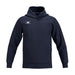 The Gilbert Atom Hoodie by Gilbert is a dark navy blue cotton fleece hoodie with long sleeves, a front kangaroo pocket, and a small white logo on the left chest, displayed on an invisible mannequin.