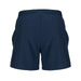 The Gilbert Photon Junior Rugby Shorts in navy blue are shown from the back, featuring an elastic waistband and side pockets.