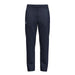 The Gilbert Atom Track Trousers by Gilbert are navy blue coaching travel pants with an elastic waistband, drawstring, and a small white logo on the upper left thigh, made from recycled polyester. Shown against a plain white background.