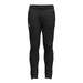 The Gilbert Atom Training Trousers by Gilbert are black athletic pants made from polyester French terry, featuring an elastic waistband, a small white logo on the left thigh, and tapered legs, shown against a white background.