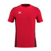 The Gilbert Atom Tee Shirt by Gilbert features a red/black design with black side panels and a small white logo on the upper left chest, offering moisture-wicking comfort perfect for workouts.