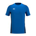 The Gilbert Atom Tee Shirt by Gilbert comes in Royal/Dark Navy, featuring short sleeves, a fitted design, a crew neckline, and a small white logo on the chest. Its moisture-wicking fabric ensures active comfort.