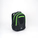 The Gilbert Club V4 Rucksack by Gilbert comes in Black/Fluo Green with bright green zippers, multiple compartments, mesh side pockets, and a top handle—making it a durable sports backpack for all your rugby needs. Set against a plain white background.
