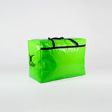 The Gilbert Rugby Equipment Bag by Gilbert is a large, bright green rectangular bag with black handles and a black logo on the side, shown against a plain white background.