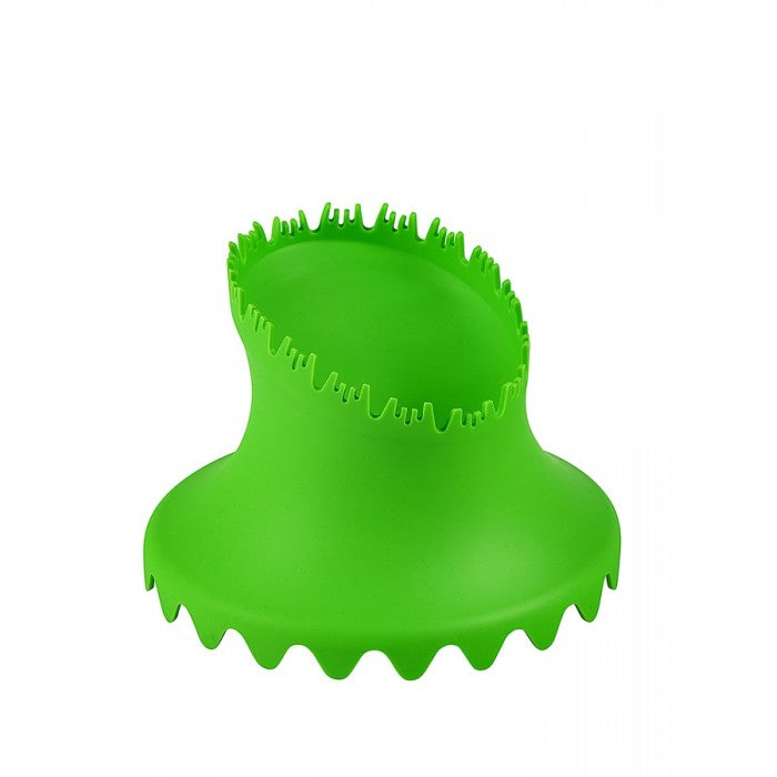 The Dan Carter Kicking Tee - Supertee Elite 95 by Dan Carter is a bright green, flexible silicone kicking tee with a wavy edge and raised Precision Tapered Teeth for secure ball placement and stability.