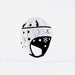 The Gilbert Octane Senior Headguard by Gilbert, in White/Black, features black inner padding, diamond-shaped vents, an expandable lace closure, and the Gilbert logo on front. It is displayed against a plain white background.