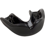 The black Gilbert Academy Mouthguard by Gilbert, featuring a contoured design and durable plastic material, is shown on a white background—perfect for rugby players seeking reliable protection.