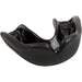 The black Gilbert Academy Mouthguard by Gilbert, featuring a contoured design and durable plastic material, is shown on a white background—perfect for rugby players seeking reliable protection.
