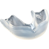 The Gilbert Academy Mouthguard by Gilbert is a clear, boil and bite mouthguard designed to fit over upper teeth, commonly used for sports protection.