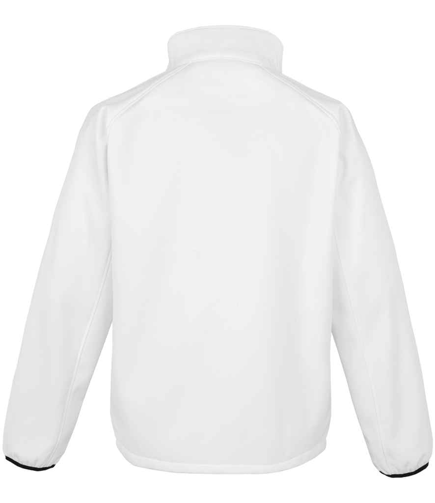 Back view of the Result Soft Shell Umpire Jacket by Result, featuring a plain white design with high collar and black-trimmed cuffs—no visible logos or patterns, making it ideal professional umpire clothing.