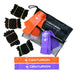 The Centurion Junior Rugby Tag Set by Centurion features black belts, orange and purple tags, and a black mesh storage bag, arranged neatly on a white background for child rugby training.