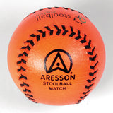 The Aresson Match Stoolball Ball is an orange ball featuring the Aresson logo, ideal for official Stoolball England matches.